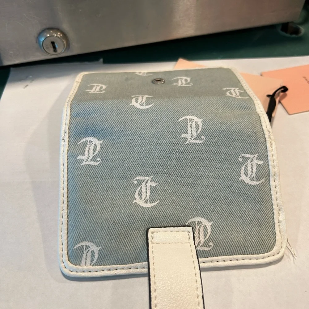 Juicy Couture Denim Blue and Cream Card Holder